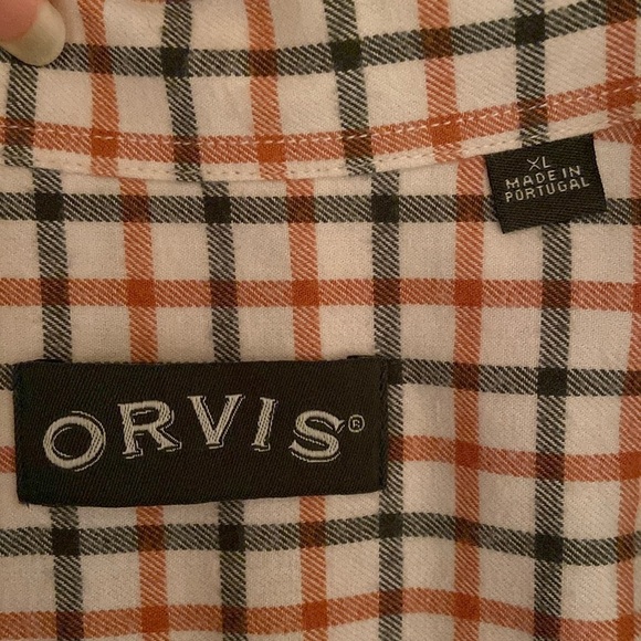 Orvis Cream Plaid Wool Cotton Buttoned Down Dress Shirt Size XL Career Classic - Picture 5 of 6
